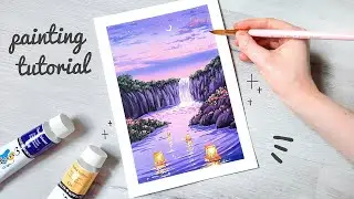 Dreamy Waterfall Painting Tutorial ~ Acrylic Painting Tutorial