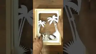 A 3D Landscape Lightbox Template Featuring Cute Cat Paper Cut Light Box.