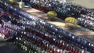 Thousands of bikes arrive in lot for local radio host's toy drive