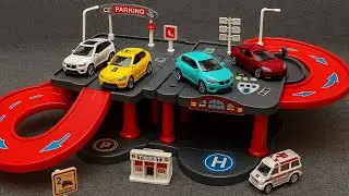 4 Minutes of Satisfying with Unboxing Multi-Level Car Parking with Mini Cars  | ASMR Review Toys