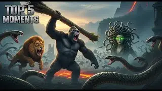 TOP 5 Moments of King Kong And The Lions vs Medusa Gorgon And Her Snakes Skull Island Snake Invasion