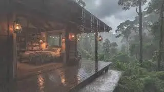 Soothing Rain Over a Cozy Wooden Forest House 🌧️🔥 | Peaceful Sleep Sounds All Night