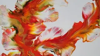 (224) ACRYLIC POURING - DUTCH Pour on LARGE CANVAS - Oo La La! Warm Color Palette