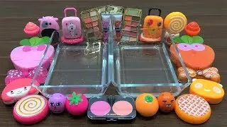 Mixing Random Things Into Clear Slime ! Pink VS Orange Special Series Part 8 Satisfying Slime Videos