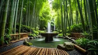 GENTLE BREEZE AND BAMBOO WATER FOUNTAIN | Flowing Peace, Clear Mind, Slow Rest, 10 Hours