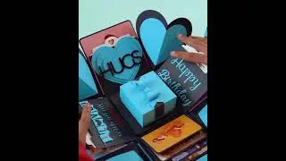 Handmade Blue Luxe Personalised Explosion Photo Gift Box