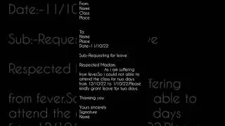 leave letter | leave due to fever