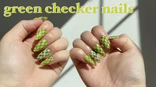 Green Checkered Nails | Self Nail GELX