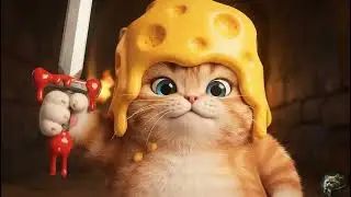 😱🧀 The Cheese-Helmet Cat Battles the Giant Pizza Dragon 🍕🔥