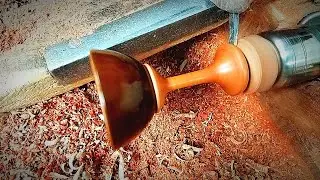 wood turning a coconut shell red WINE GLASS|#wood #coconut #woodworkingart #woodturning