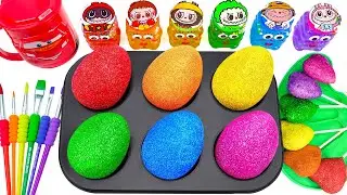 Satisfying Video l How To Make 6 Glitter Eggs with Rainbow Funny Lollipop Hearts Candy Cutting ASMR