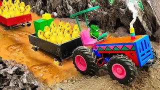 Diy mini tractor trolley stucked in mud | rescue science project