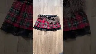 Upcycle belt, fur and skirt into alternative low rise fur miniskirt #thriftflip #upcycling #sewing
