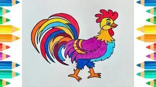 How to Color a Rooster | Easy Step by Step Tutorial |#roostercoloring #kidsart #drawingforkids #easy