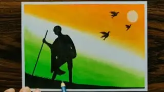 how to draw tiranga mahatma gandi dandi march drawing | easy independence day drawing with color#art