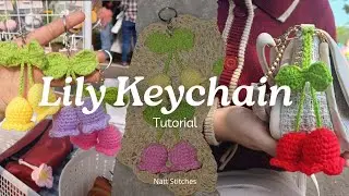 How To Crochet Lily Keychain / Gantungan Kunci Lily Rajut / Merajut Bunga Lily / Easy Crochet