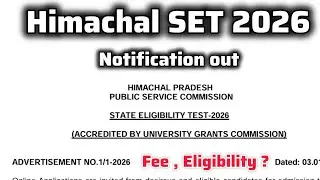 Himachal SET 2026 Form Out | Apply Online | Fee , Eligibility, Selection Process | Full Details