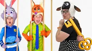 Maddie & Kaden Zootopia Donut Thief Police Kids Adventure