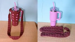 Bolsa em crochê pra copo tipo Stanley 1.200 Litros 