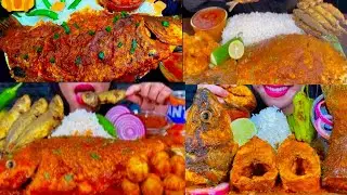 EATING SPICY FISH CURRY 🔥🤤🐟|| EGG CURRY||GREEN CHILLIS ASMR EATING CHALLENGE 🥵😋