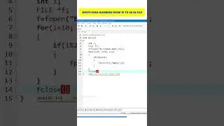 C Write Even Numbers in File #fyp #shorts #c #cpp #cprogramming #filehandling #fypシ #viral #reels