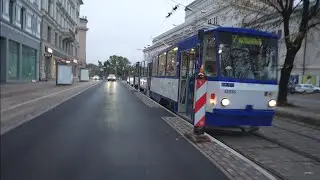 Latvia, Riga, tram 7 ride from Nacionālā opera to Eglaines Iela/Dole