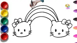 Draw a Kitty with a Rainbow| Cute Kitty Drawing Step by step tutorial 