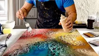Textured Abstract Mastery: Dynamic Acrylic Painting with Palette Knife