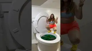 Going Under in the Giant Toilet Green Pool with Overflow #shorts
