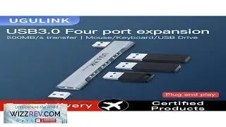 UGULINK USB Multi Port Hub With Type C Adapter 3.0 High Speed Splitter For Laptop