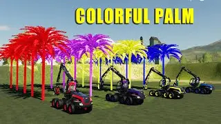 COLORFUL PALM TREES: CUTTING, TRANSPORTING & SELLING! LAND OF COLORS! Farming Simulator 19