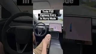 Tesla FSD Entering Highway in a Hurry Mode #tesla #teslafsd #fsd