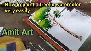 How to paint a tree in watercolor very easily/Draw a tree in watercolor