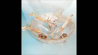 PHOTOSHOOT BACCARAT SET Antique GILDED! CUT CRYSTAL BOWL plus 3 GLASS SPOONS France French