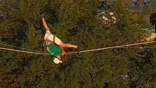 Tightrope walker from Austria Friedi K&uuml;hne performed a trick in Samara June 20, 2021