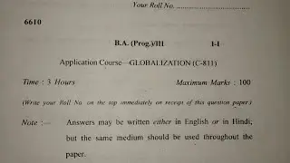 Sol du B.A programme GLOBALIZATION question paper 3rd year (solved) 2019