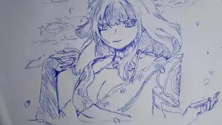 How to draw Raiden shogun from Genshin Impact.