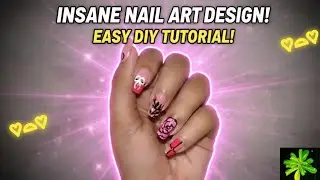 Pink & Black Coquette Nail Art 🎀 Easy Hand-Painted Rose & Bow Tutorial