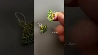#Chartreuse #Green #Gold #WireMacrame #Jewelry #JapaneseFan #Earring #Handmadejewelry #金 #蘋果綠 #綠夏翠絲