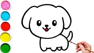 Cute dog drawing for kids, painting and colouring satisfying, kids drawing tube 3