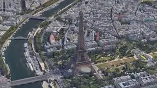 Google Earth Studio - Eiffel Tower Aerial shot Paris  Aerial Drone Shot - 4K