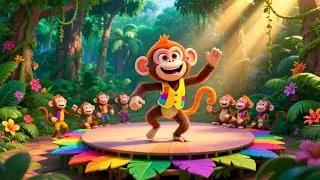Silly Monkey Dance Show 🐵🎶 | Fun Jungle Rhyme for Kids | Nursery Rhymes & Songs for Children