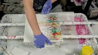 (559) Fluid painting swipe with silver paint