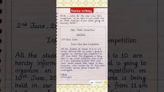 Notice Writing | Inter-Class Quiz Competition ✍️📚