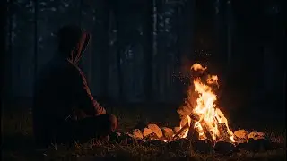 Cozy Campfire at Night. Crickets & Fire Sounds for Sleep 🔥