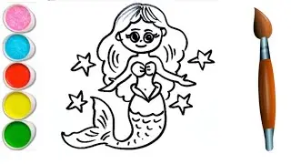 Easy Mermaid drawing step by step for beginners | Mermaid for kids | Coloring  Painting #mermaid 