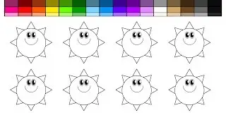 Learn Colors for Kids and Color Sunshine Sun Coloring Pages