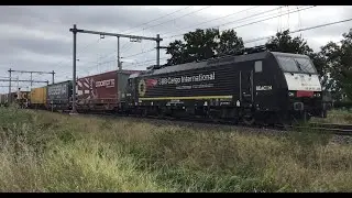 Class189 electric locomotive SBB Cargo International with Intermodal Train at Gekkengraaf🇳🇱18.9.2025