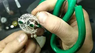 Moon Star, how made silver earrings? Handmade Filigree . Луна и Звезда серьги