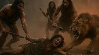 🔥 Epic Survival of Early Humans | Lion Hunt, Hyena Attack & Fire Feast in Prehistoric Jungle 🌿🦁🔥